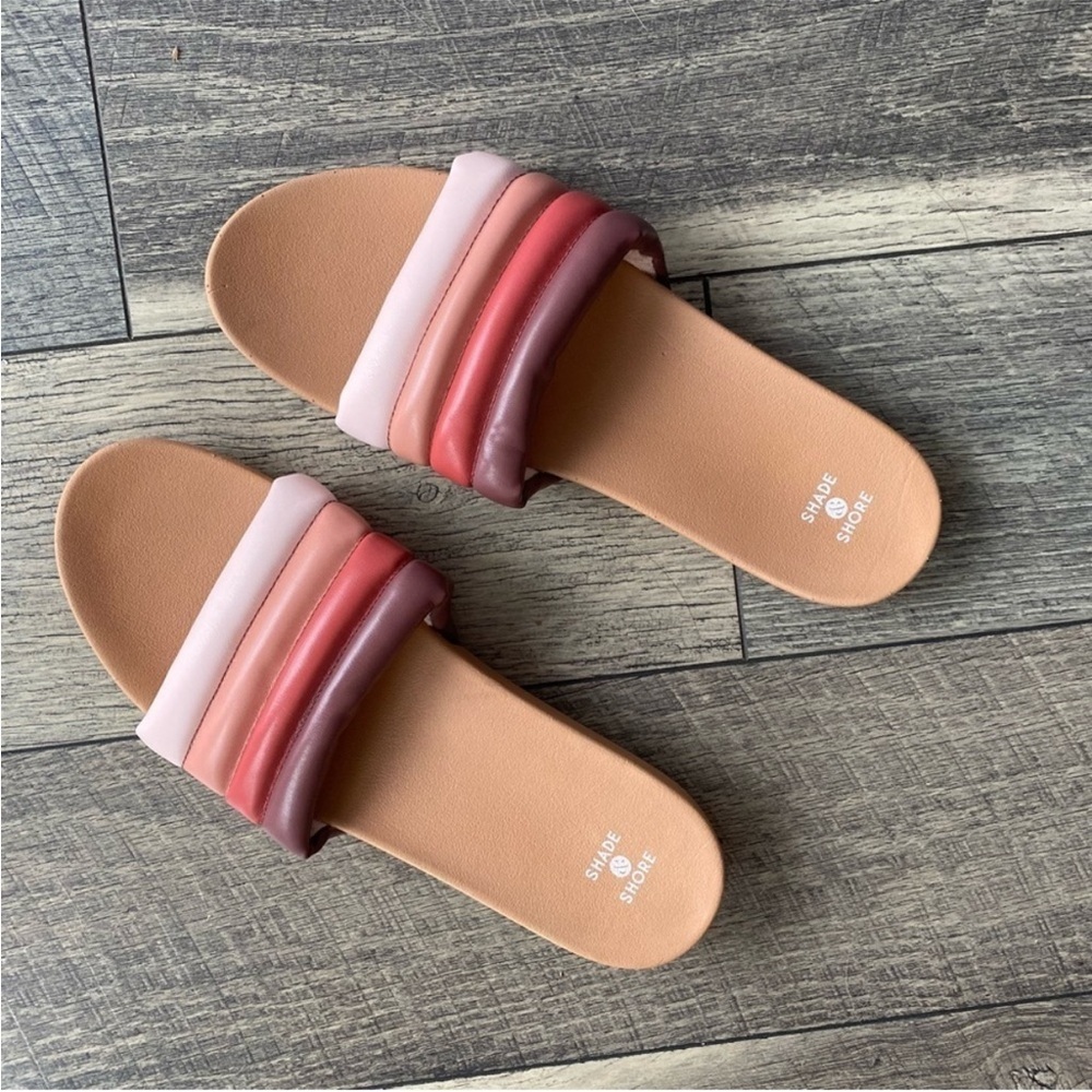 NWOT Shade & Shore Kendra Sandal Pink Beige Purple Retro-looking Slip-on Size 11